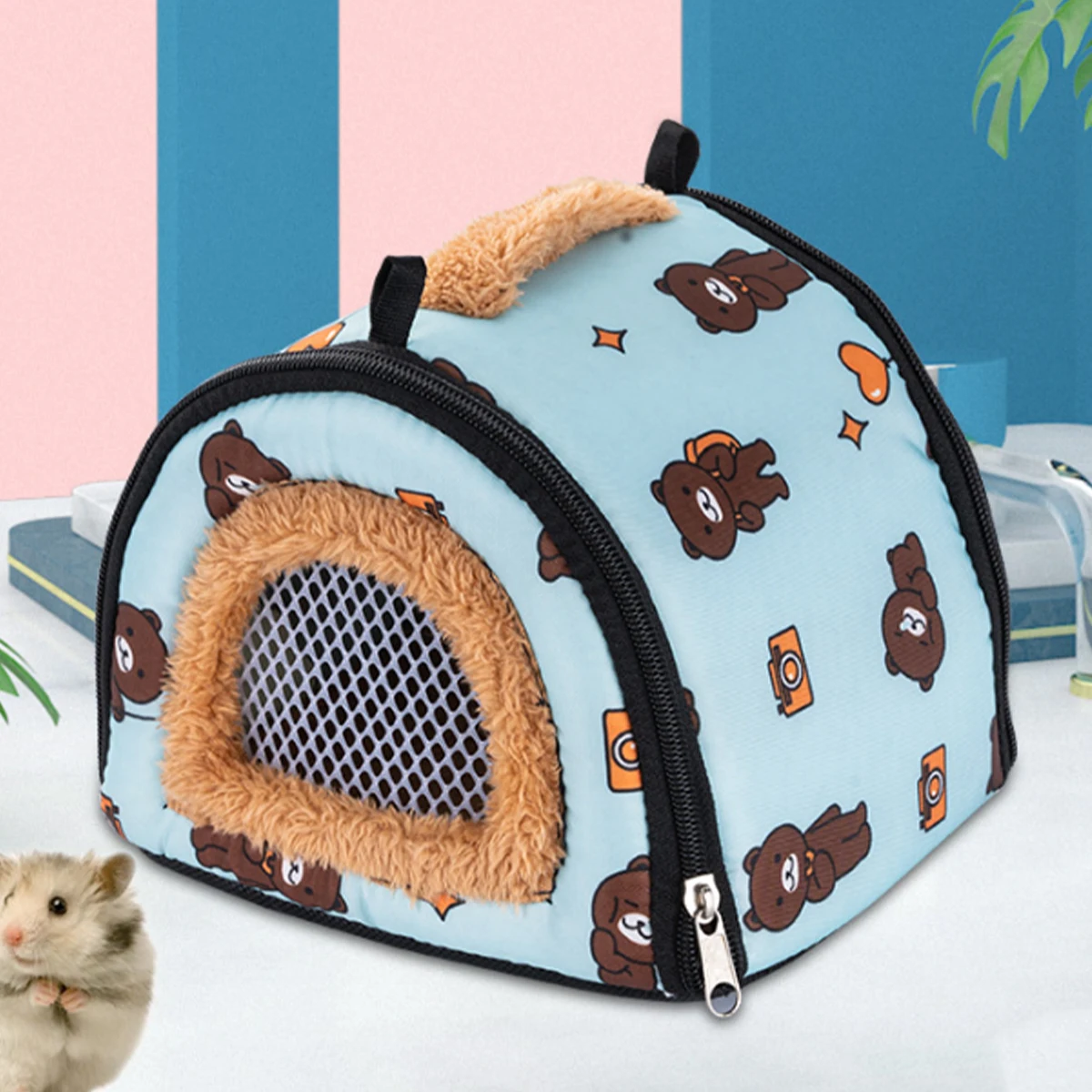 Portable Small Animals Carrier Bag Small Guinea Pig Rat Chinchillas Hamster Hedgehog Carrier Pouch Bag for Outdoor Travel