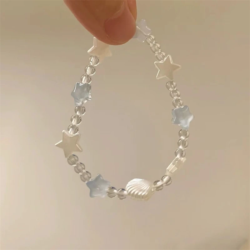 

Korean Romantic Shell Star Beaded Bracelet for Women Girls Cute Harajuku Y2K Candy Color Starfish Bracelet Jewelry Accessories