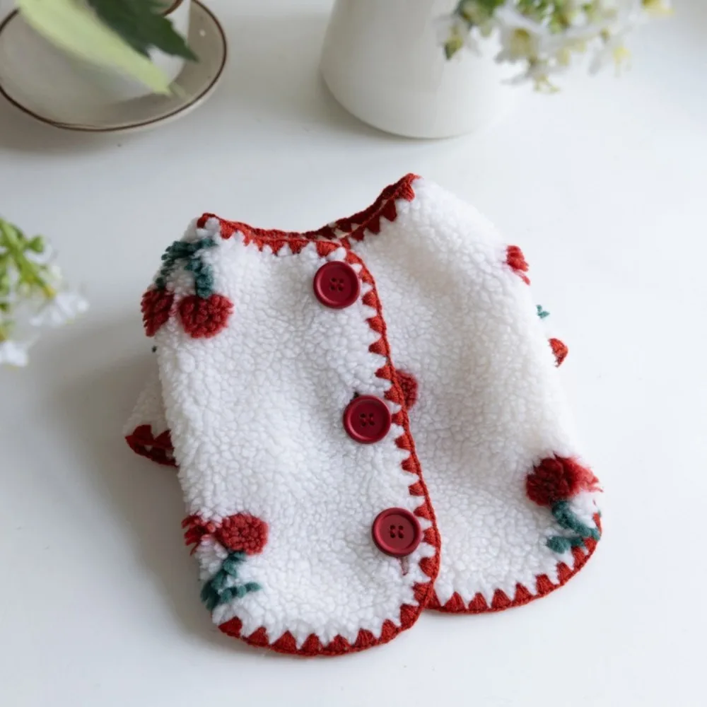 Pet Autumn/Winter Warm Cherry Lamb Fleece Coat Pet Cat Teddy Winter Velvet Tank Top Dog Clothes for Small Dogs Puppy Clothes