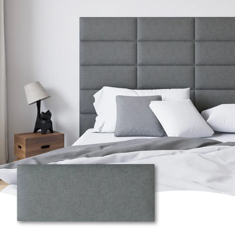 

Peel and Stick Upholstered Wall Mounted Headboard Queen Size, 9 Panels Tufted Fabric Headboard,Wall Mounted Headboards, Interio