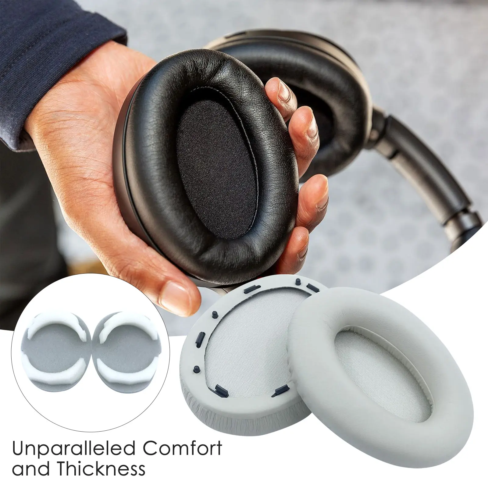 Replacement Leather Earpads ForSony WH-1000XM3 Headphones Earmuff Earphone Memory Foam Sleeve Ear Pads For WH1000XM3 Natural