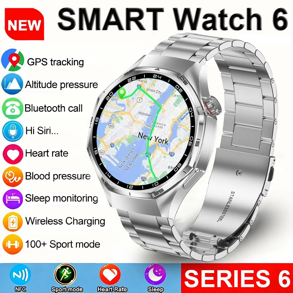 

2025New Business G T6 Max SmartWatch Men 1.5" HD AMOLED Bluetooth Call Health Monitor Waterproof Sport Smartwatch For xiaomi iOS