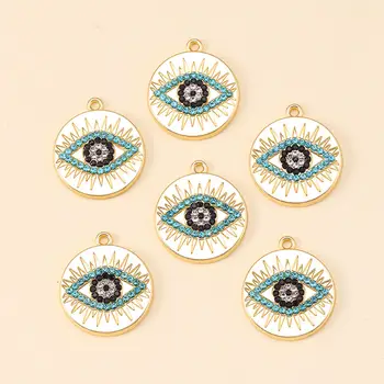 12個金色金屬寶石邪眼圓形吊墜,可用於製作項鍊、手鍊等DIY工藝品,是製作珠寶的理想配件。 8 最佳銷售 寶石飾品 - №6