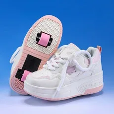 

Kids Two Wheels Roller Skating Shoes With Light Magic Stick Walking Shoes Detachable Wheels Roller Skate Shoes