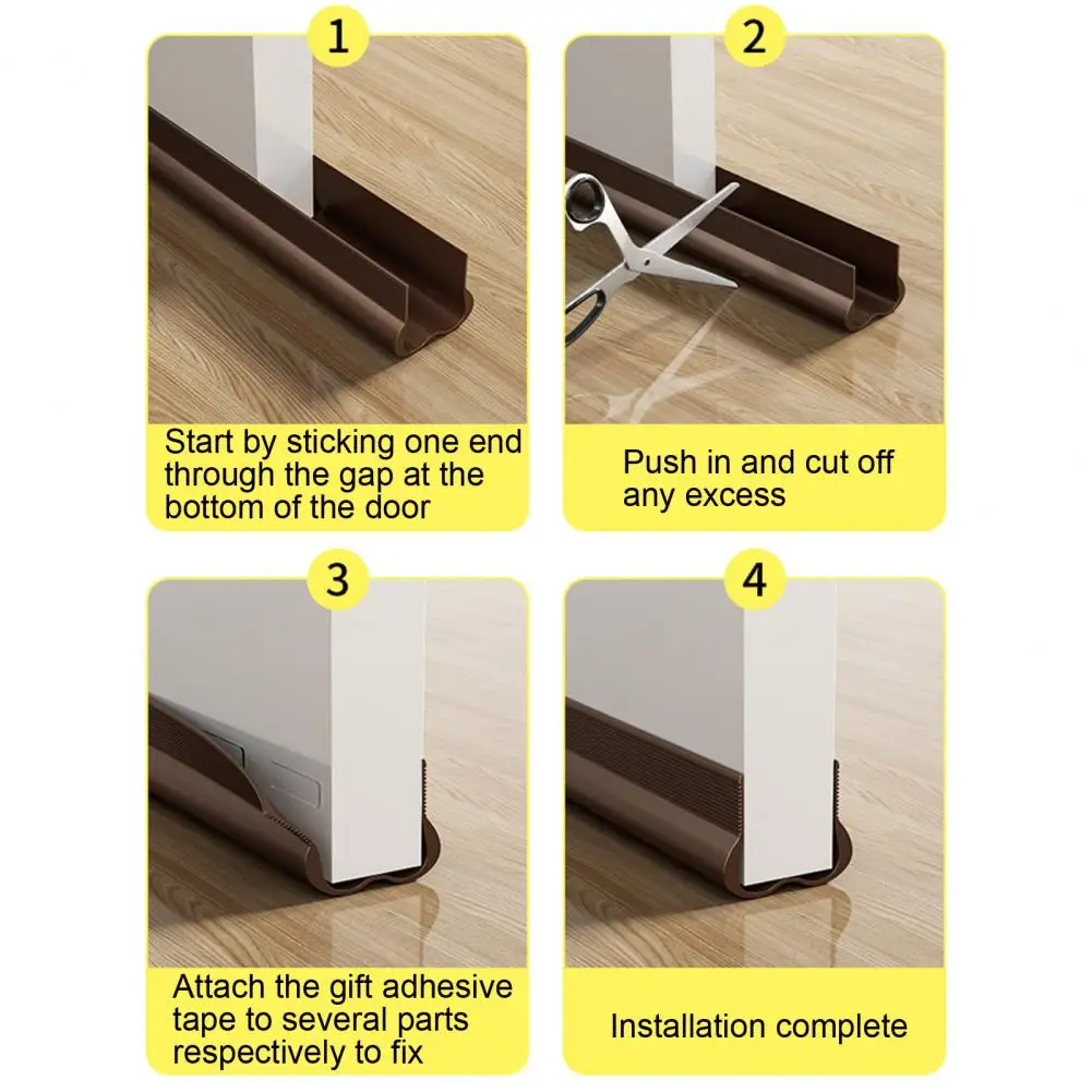 Door Seal Pvc Door Sweep Weather Stripping Adhesive Under-door Seal Strip Exterior Interior Gap Filler for Noise Dust Protection
