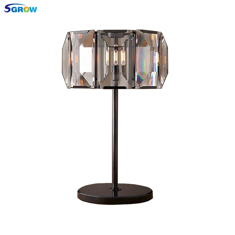 

SGROW RH Retro Crystal Table Lamps for Living Room Study Room Bedroom Bedside Desk Lamp Light Hotel Decoration Lampara de mesa