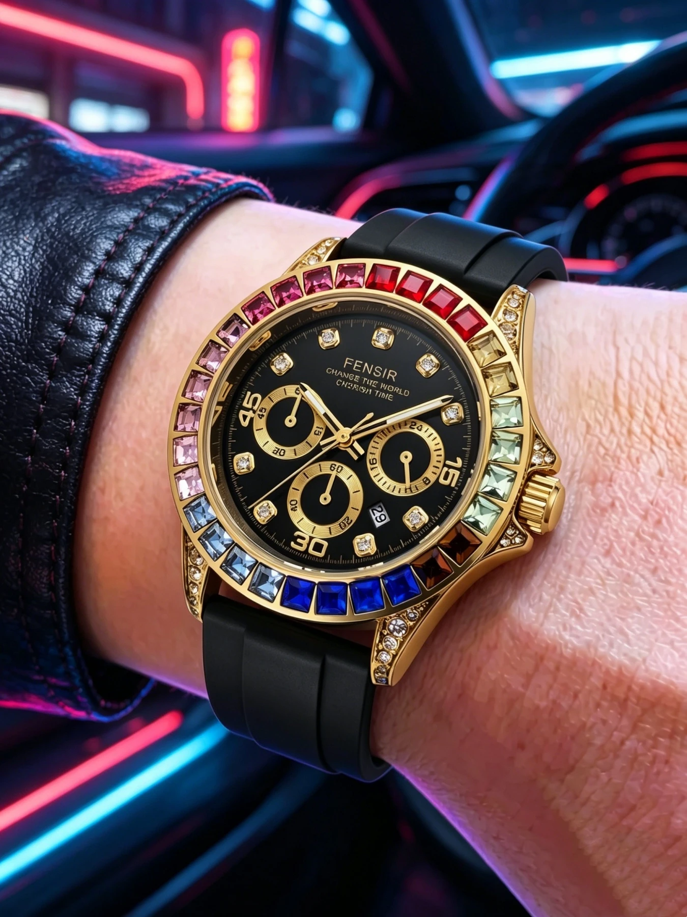 Rainbow Crystal Diamond Ring M - Smartwatch Ring Watches 评论和价格