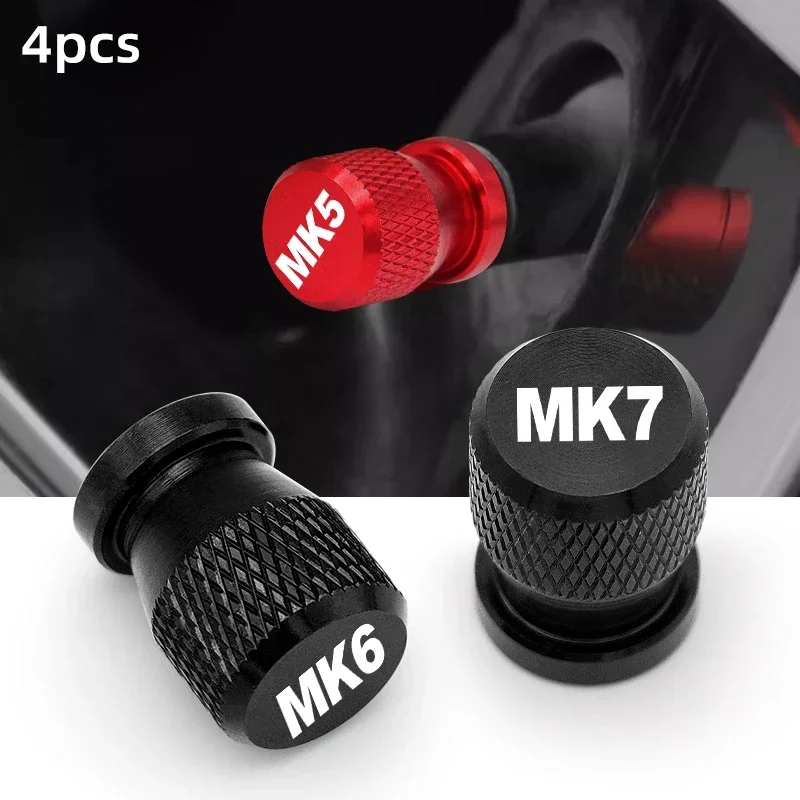 

4Pcs Car Wheel Tire Valve Caps Airdust Covers for VW MK4 MK5 MK6 MK7 MK8 Gti GOLF R Car Decor Airdust Waterproof Car Accessories