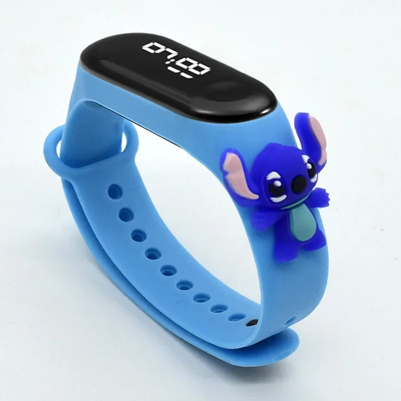 Disney Kids Digital Watch Anime Stitch Mickey Mouse Spidermans Toys Children's Sport Touch Electronic LED Waterproof Watch Gift