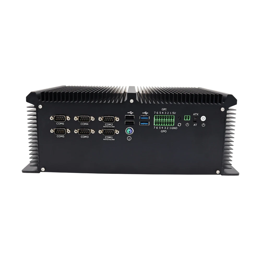 كمبيوتر صناعي بدون مروحة Core i7-7700HQ 6-COM Port HD VGA DP GPIO 4xIntel Lan POE Server للأتمتة البصرية في الصناعة