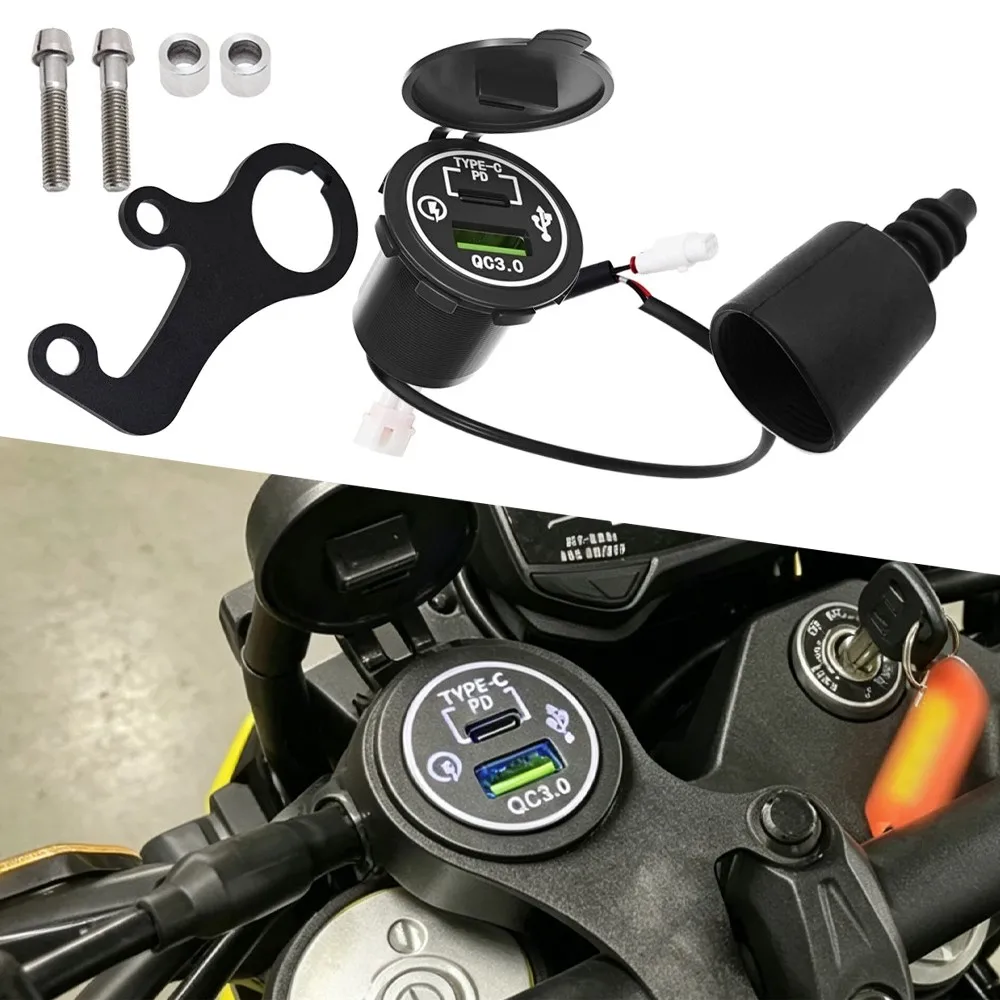 Fits SUZUKI DRZ4SM DRZ4S DRZ4S+ Fast Charger Type-C PD USB Port Kit Accessories