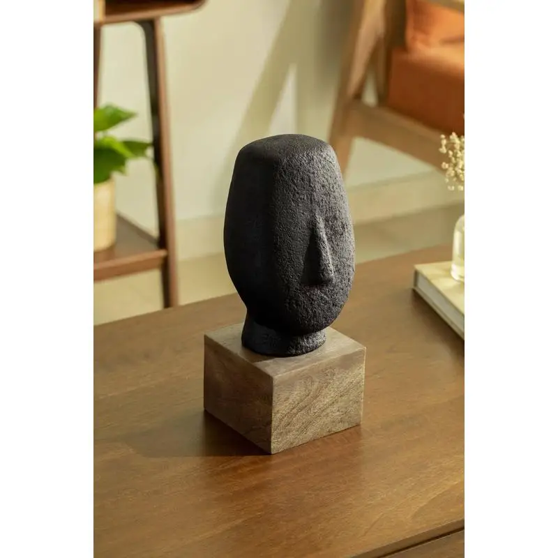 

Handmade Ecomix Black Sculpture, Decorative Object, 5.1x4.7x11.8 Inches, Unique Modern Home Décor Piece