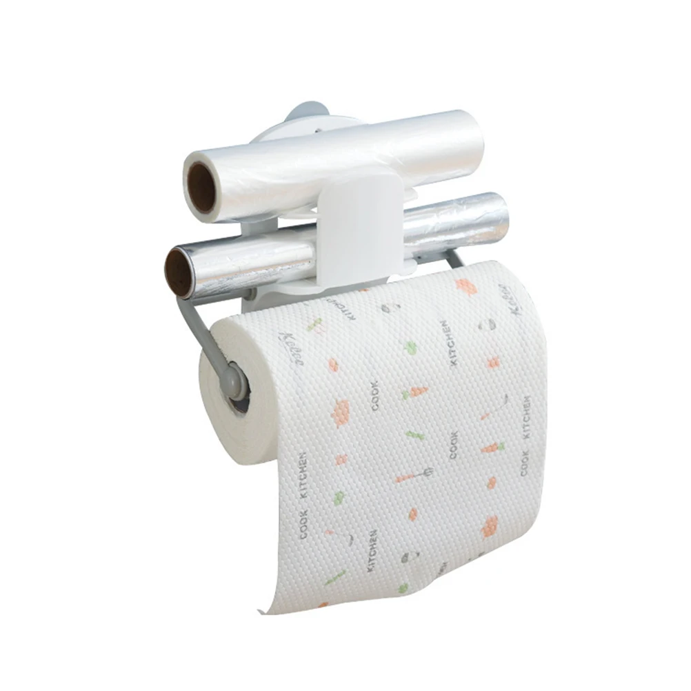 

Self Adhesive Paper Towel Holder Cling Film Rack Tin Foil Organizer Wall Mount Kitchen Storage Box Retractable Design