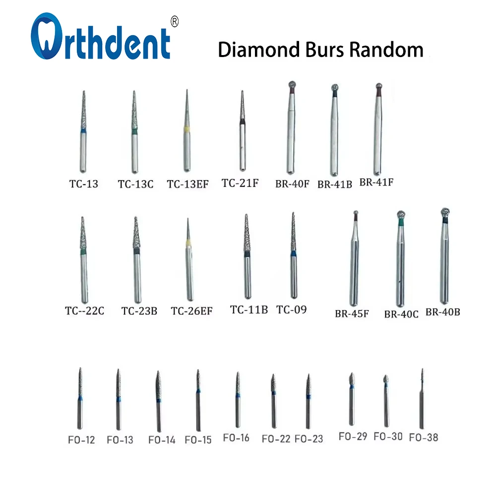 10Pcs Dental  Diamond Burs Strawberries High Speed Drill Bits Dentistry Cutters Medium Emery Dentist Lab Tools Random Mix