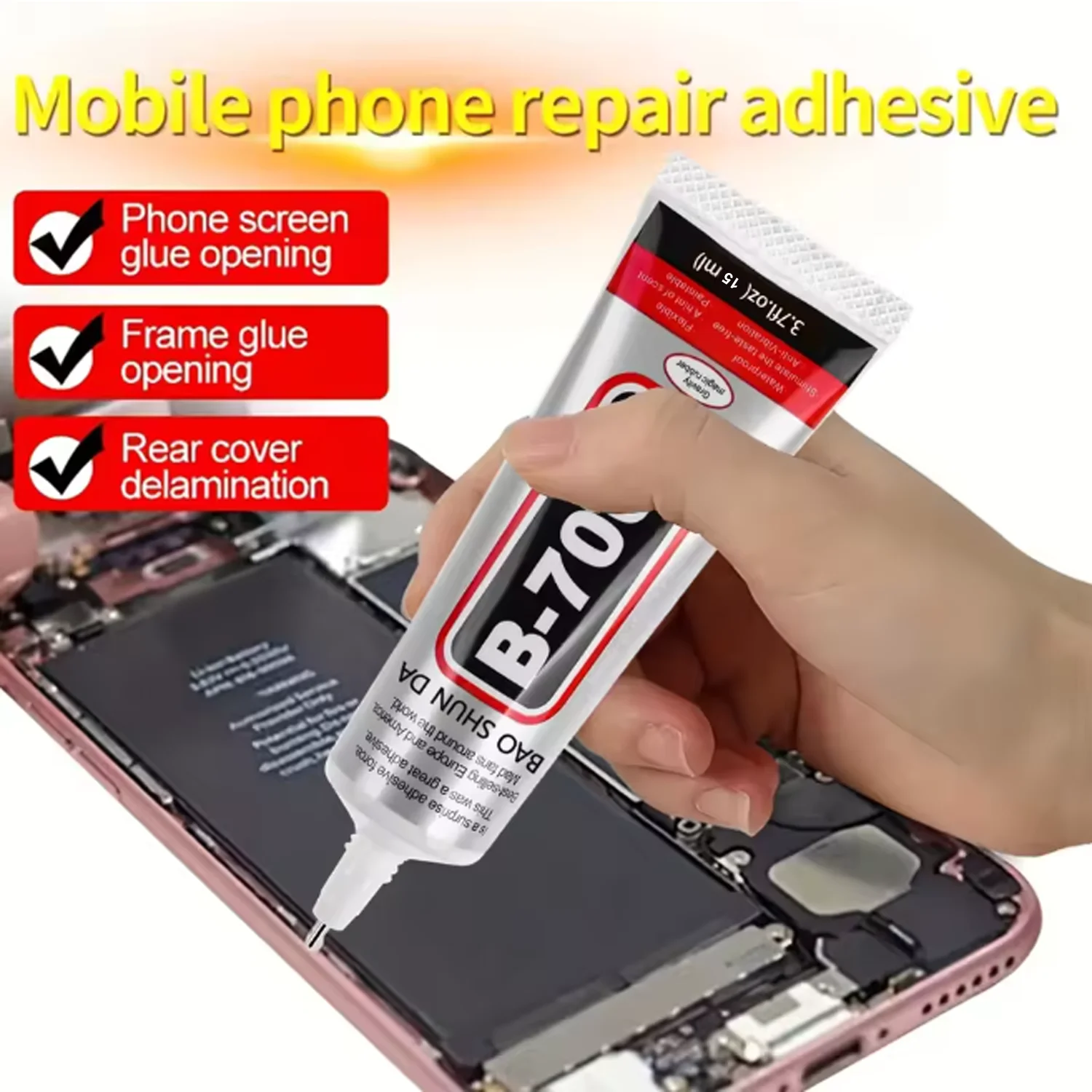 JXVX1-5PC High Strength Waterproof Adhesive for B7000 Mobile Phone Screen, Universal Phone Glass Bonding Agent, 15ml Fast B7000