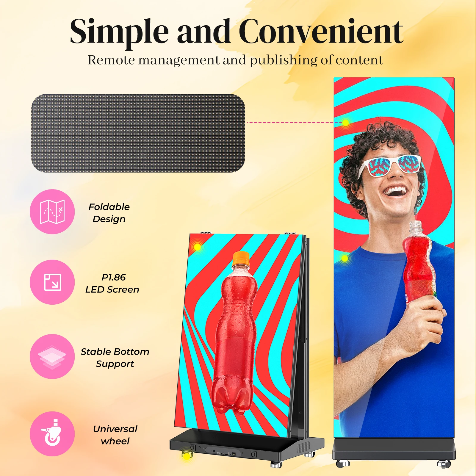 MWE Digital Signage Display P1.86 Spliceable LED Poster Screen for Animation Foldable Advertising Display with Publishing System