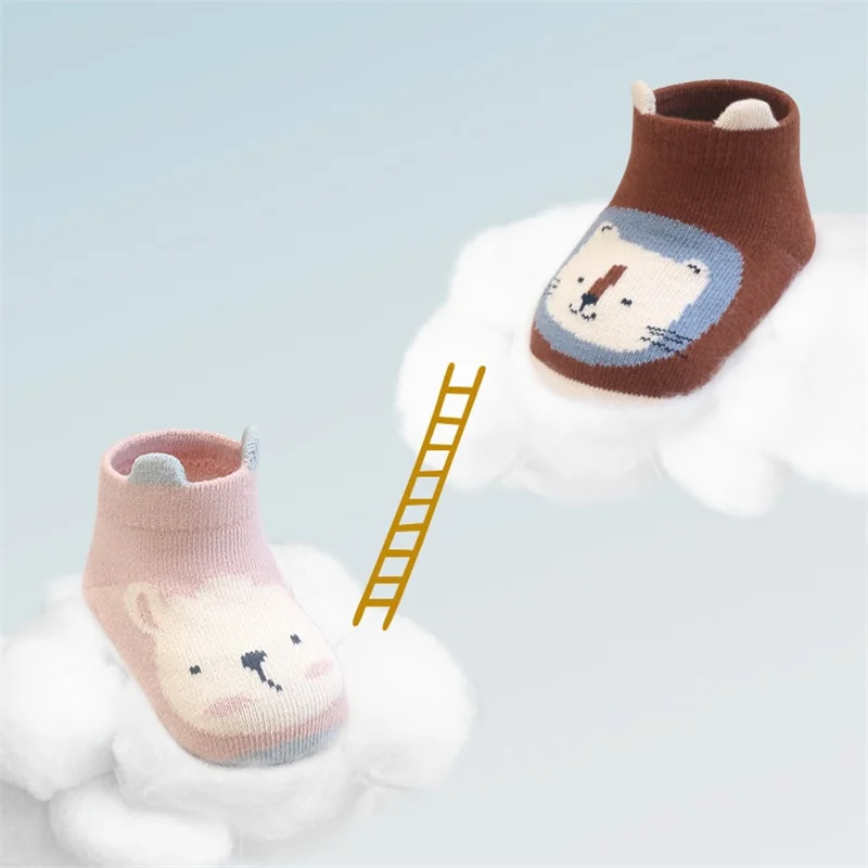 Newborn Baby Autumn Casual Infant\'s Home Anti Slip Cotton Toddler Cartoon Floor Socks