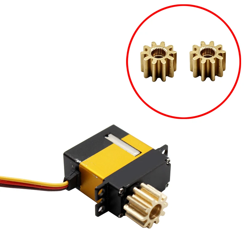 2PCS 1 Modulus 10T Cylindrical Gear Fits 5mm Diameter 25T Servo Output Shaft Brass Pinion for RC Plane Robotics Arm DIY Assembly
