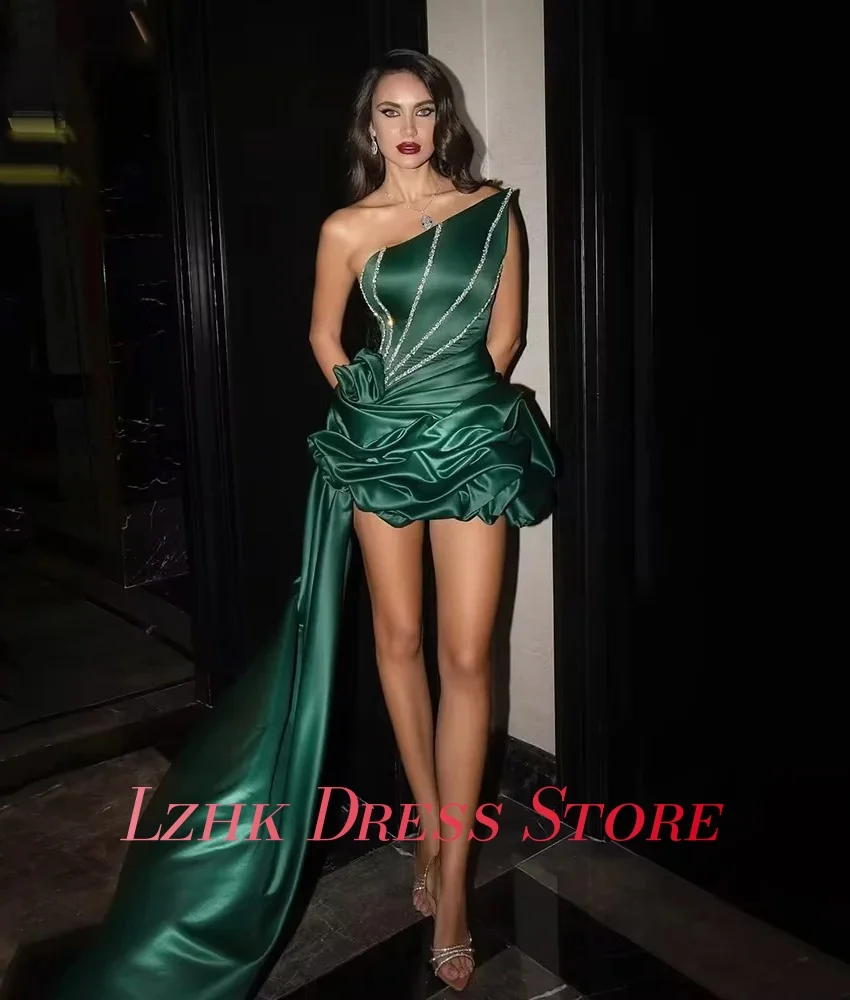 Customized Luxury Satin Straight Crystal Beading Evening Dress High Quality Strapless Sleeveless فساتين سهرات