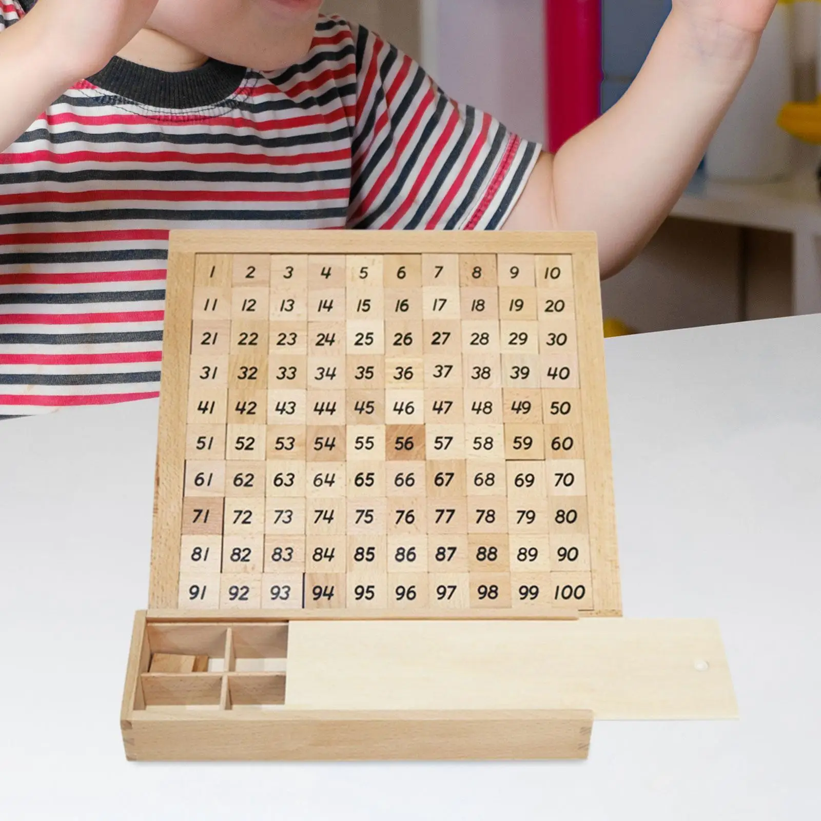 Wooden Math Board Toy 1-100 Numbers Wooden Toy Hundred Board for Girls Boys