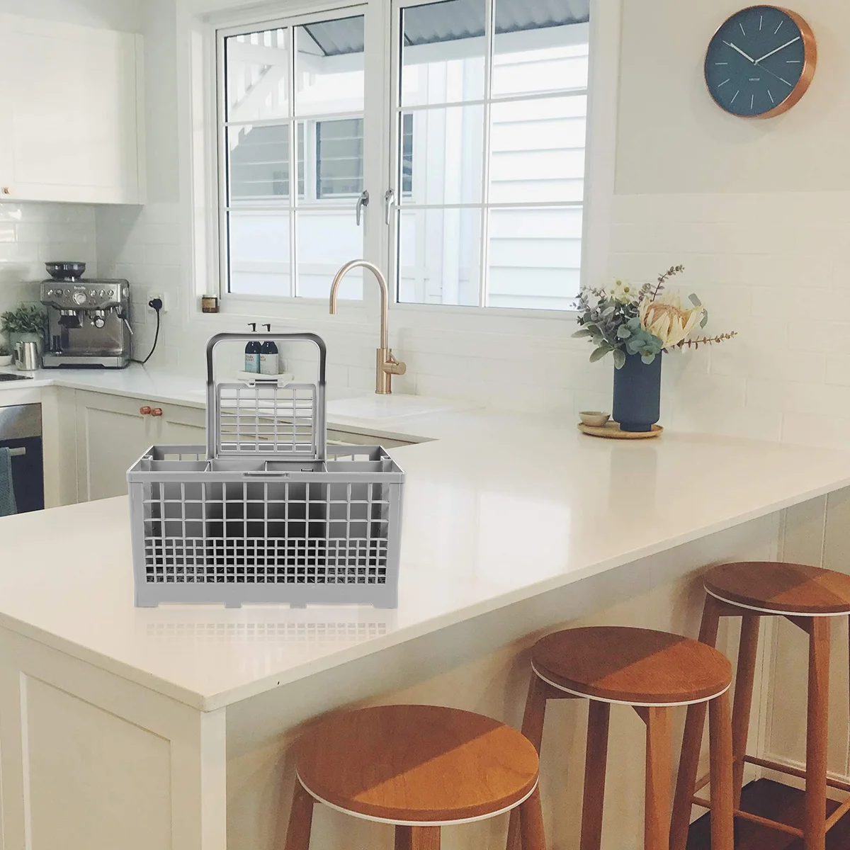 

Dishwasher Drain Cutlery Holder Silverware Storage Box Plastic Drain Basket Drying Rack Kitchen Accessories