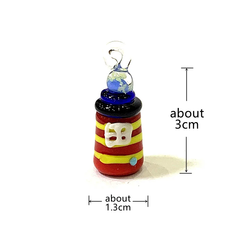 Mini Cute Lighthouse Charm Nautical Style Glass Pendant DIY Craft Supplies Creative Aquarium Ornament Fish Tank Decor Accessory