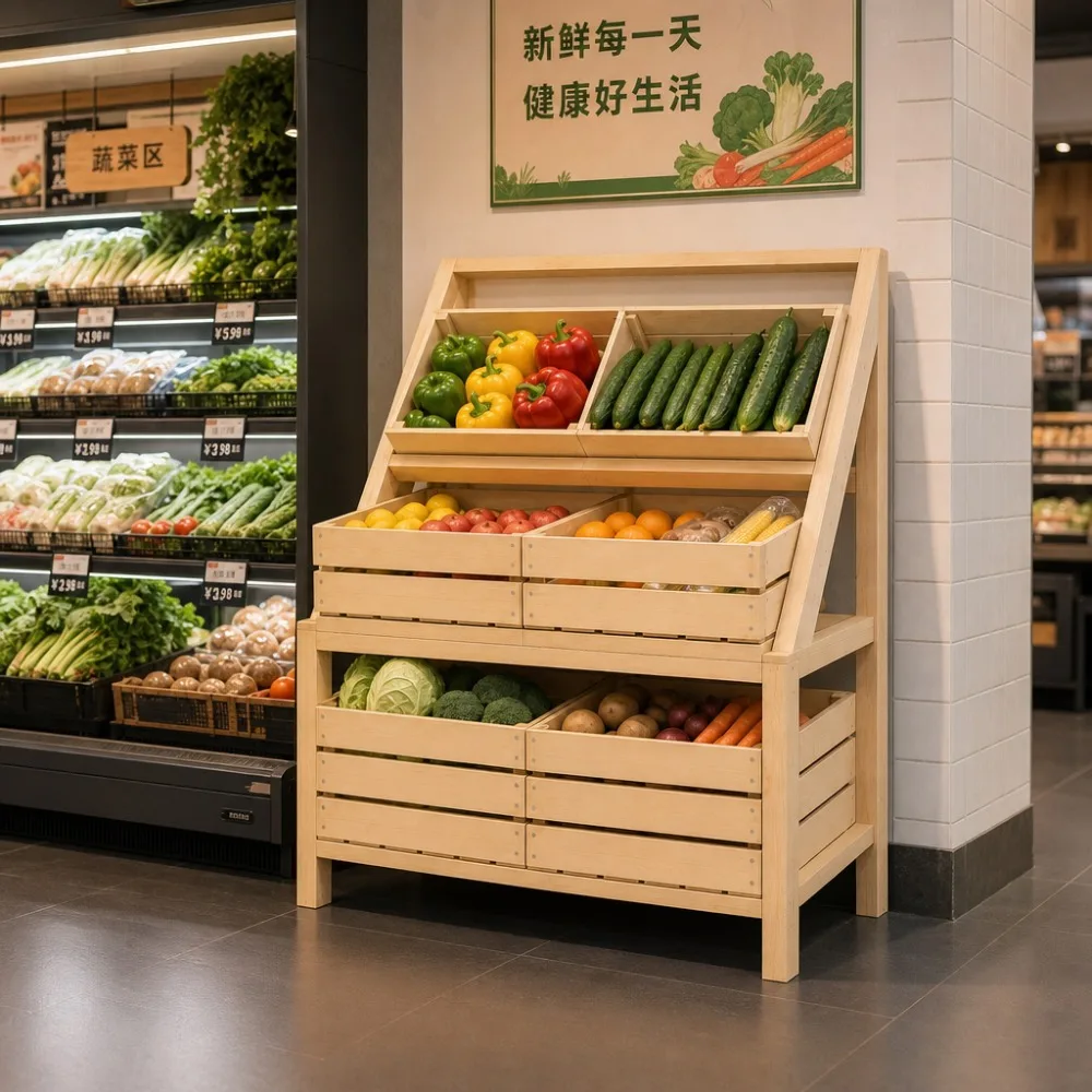 Nordic Solid Wood Retail Shelving High Grade Multi Layer Drawer Central Island Display Stand Creative Commercial Furniture FYMS