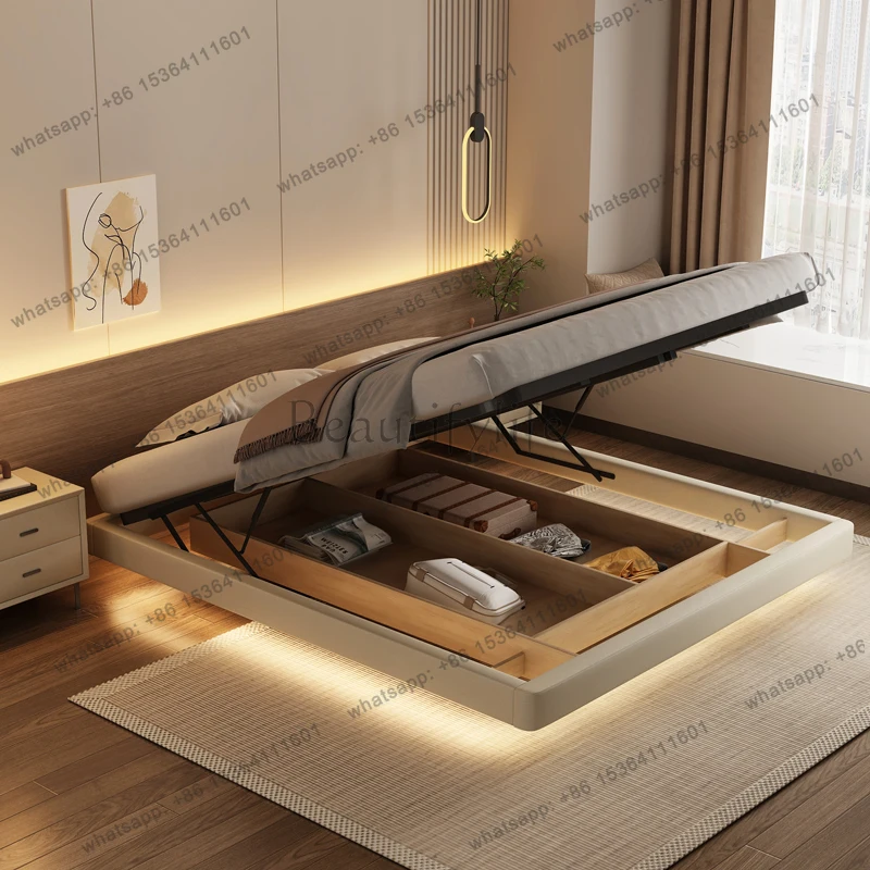 Floating Modern Metal Bed Japanese High End Safe Apartment Frame Bed Tatami Confortable Cheap Muebles Space Saving Furniture