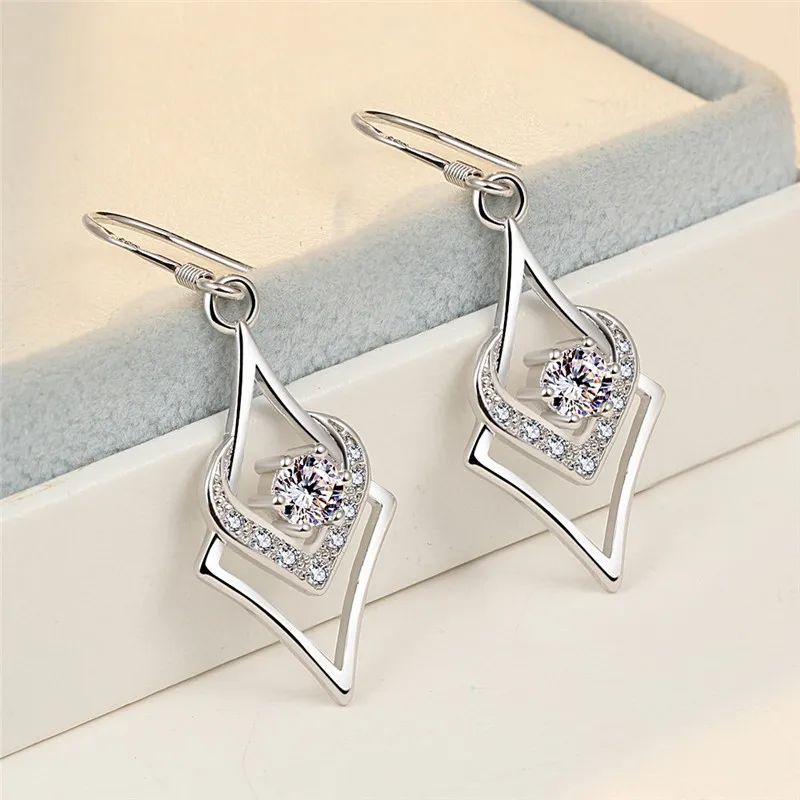 925 Sterling Silber Schöne Kristall-Tropfenohrringe für Damen Mode Streetwear Schmuck Hochzeit Party Urlaubsgeschenke