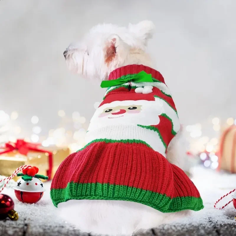 

Dog Sweaters Christmas Dog Clothing Striped Knitting Winter Warm Dog Clothing Pet Dog Coats Puppy Dresses Large Dog Sweaters