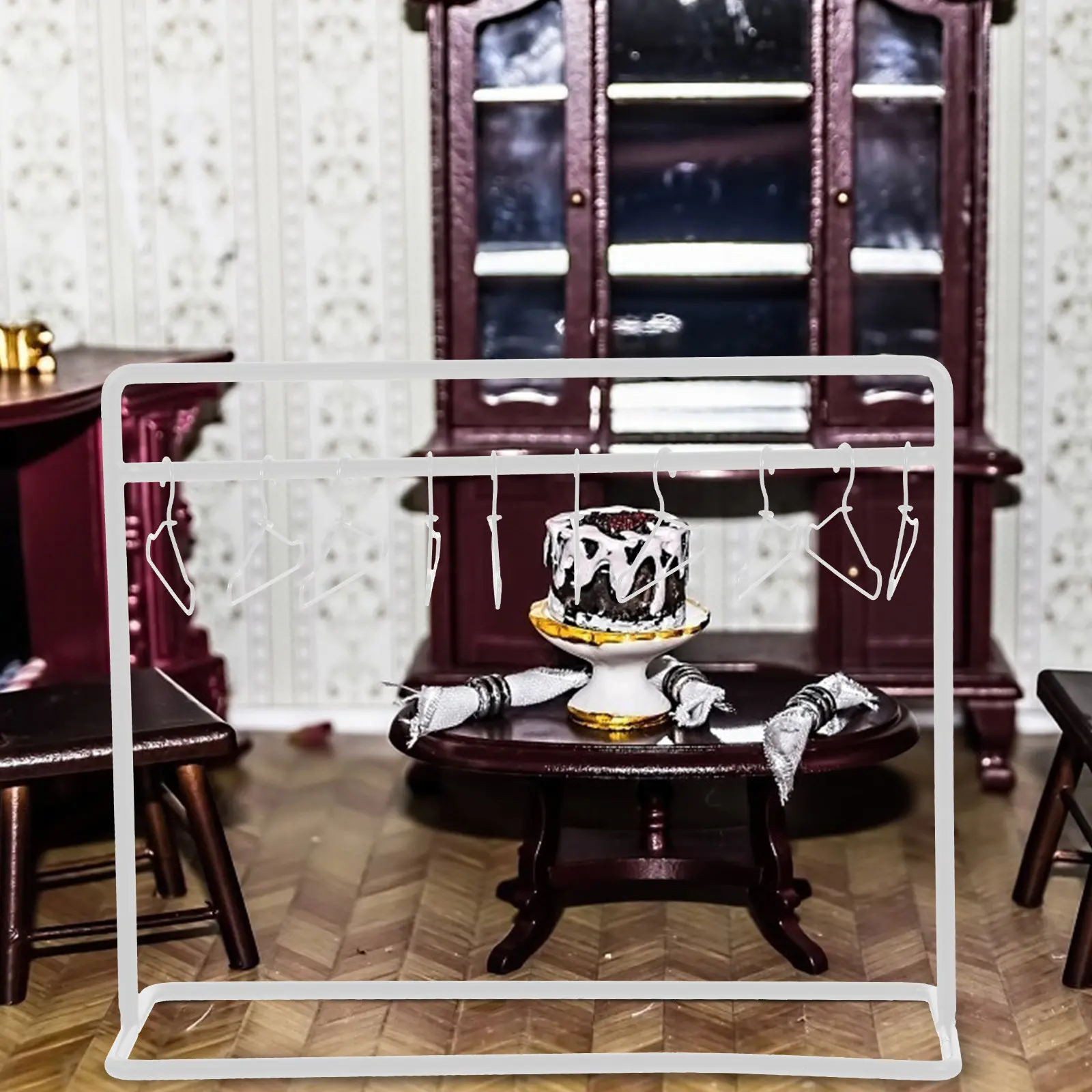 

Набор миниатюрных вешалок для кукольного домика, прочная железная мини-стойка для одежды для детской комнаты, детского сада, для демонстрации и организации