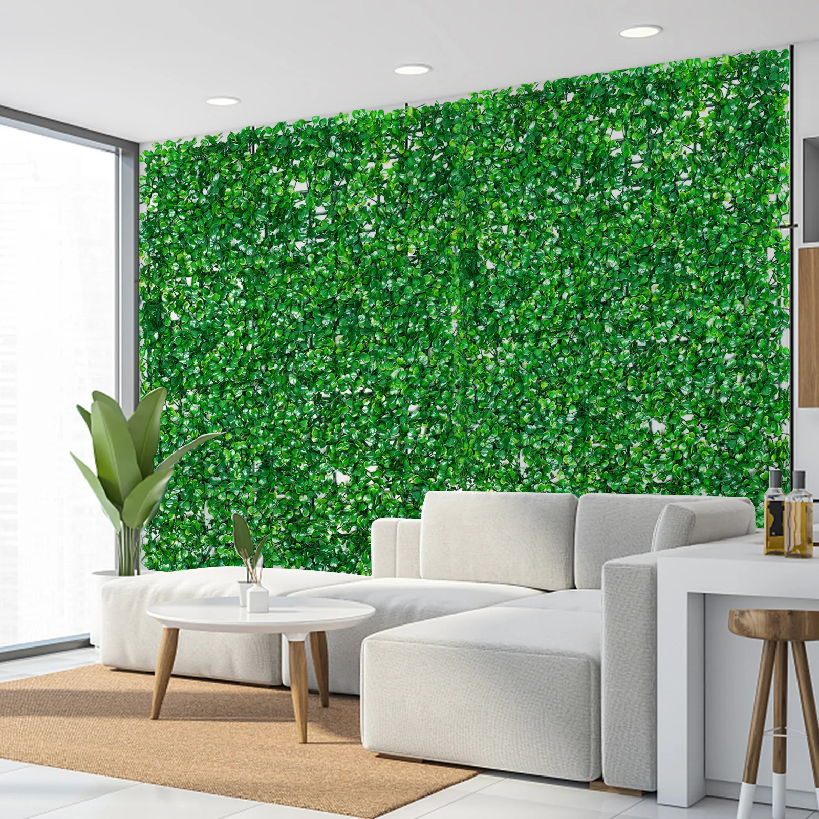 Valla de pared de plantas artificiales, Panel de decoración de follaje, estera de hierba de Seto, interior y exterior, 60x40cm