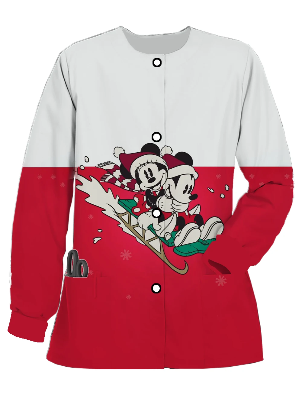 Surgical top hospital Christmas Disney Mickey Mouse round neck print clinic medical work uniform nurse top accessories frosted