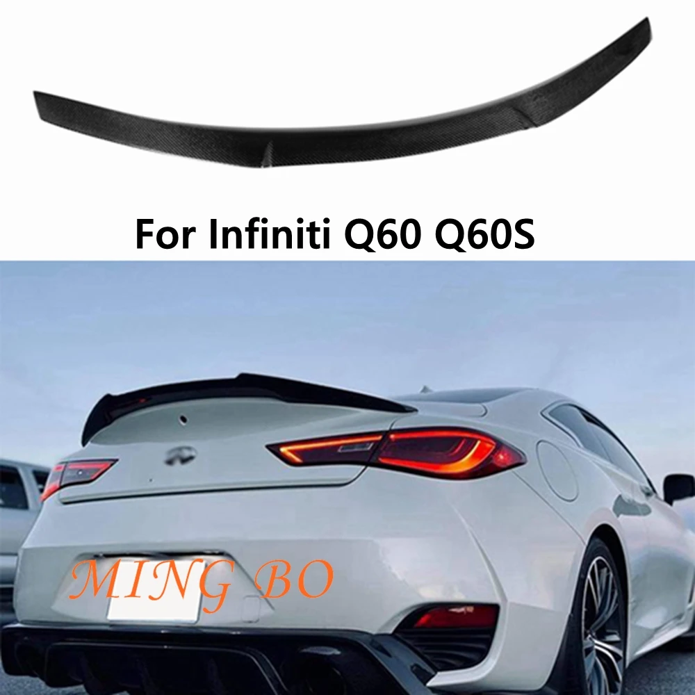 For Infiniti Q60 Q60S M4 Style Carbon fiber Rear Spoiler Trunk wing 2013 2014 2015 2016 -2023 FRP Forged carbon