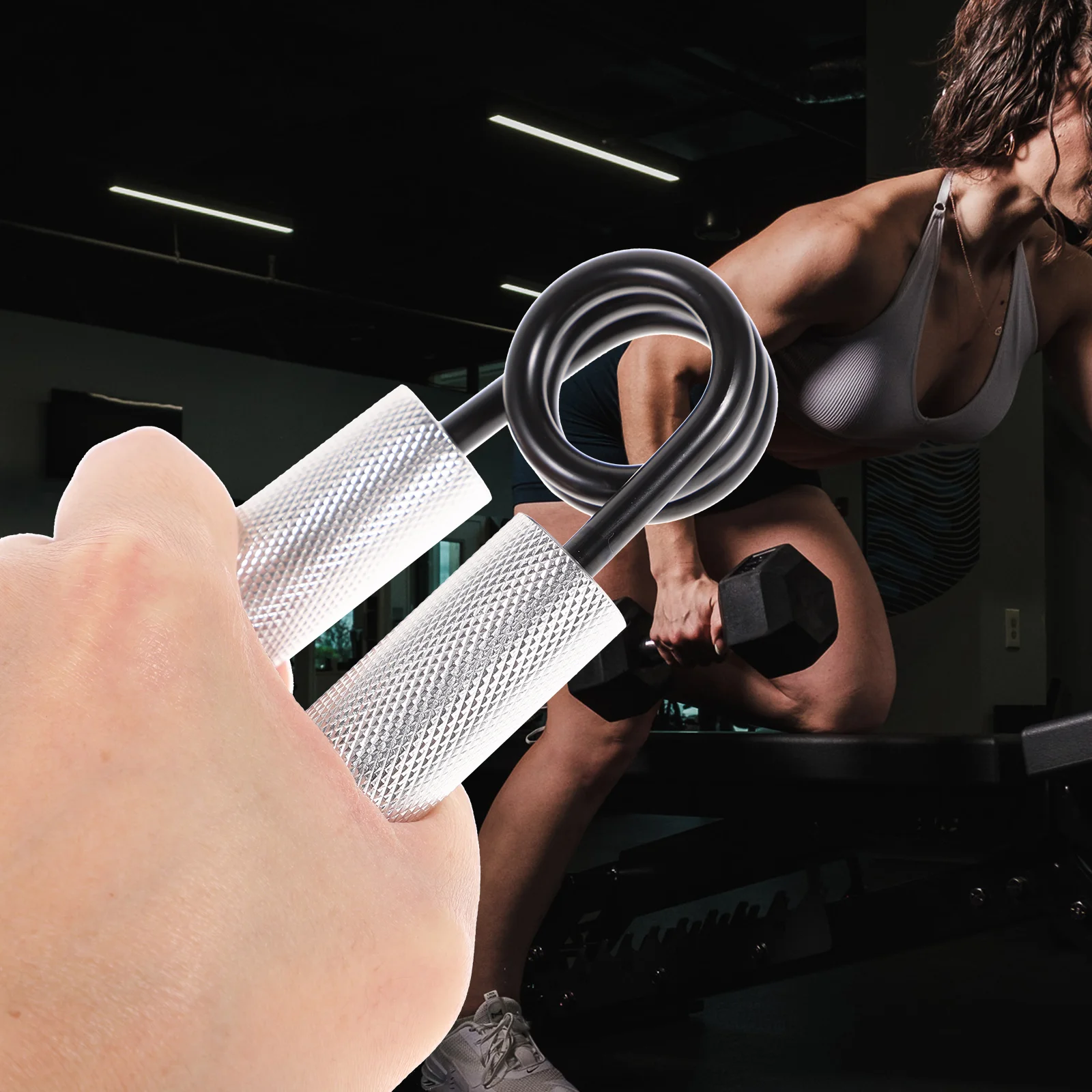 

50 LB Hand Gripper Aluminum Rod with Cover Exerciser Handle Enhanced Wrist Strengthener