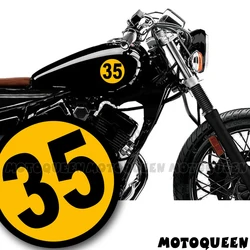 Racing Number 00 01 02 03 04 05 35 Motorcycle Helmet Decal Fuel Tank Side Cover Circle Yellow Stickers For Honda Suzuki Kawasaki