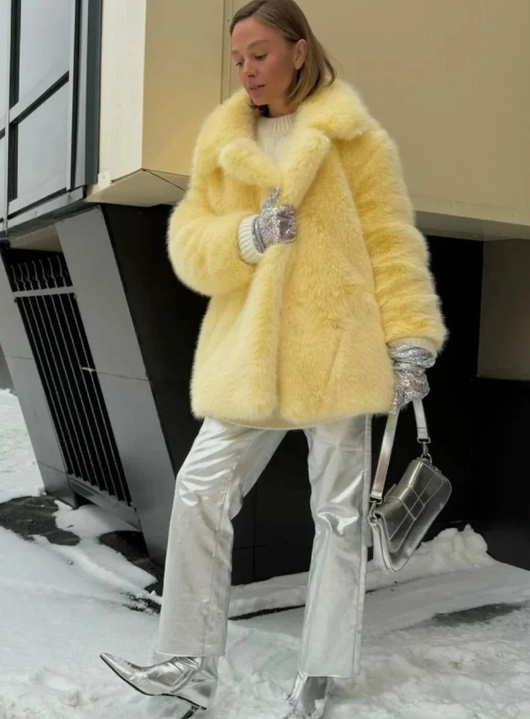 Manteau d'hiver épais et chaud en fausse fourrure, manteau en fourrure de renard de longueur moyenne, veste moelleuse décontractée de haute qualité