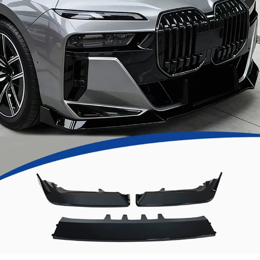 

For BMW 7 Series G70 2023-2026 Bright Black Front lipCar Front Bumper Diverter Spoiler glossy black Diffuser chin body kit