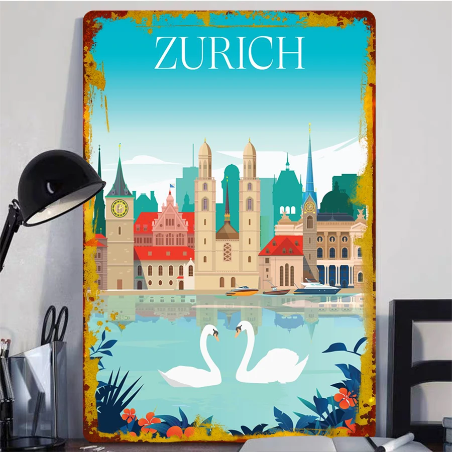 Metalowy szyld dekoracyjny z w – Home Decor Zurich recenzja i cena