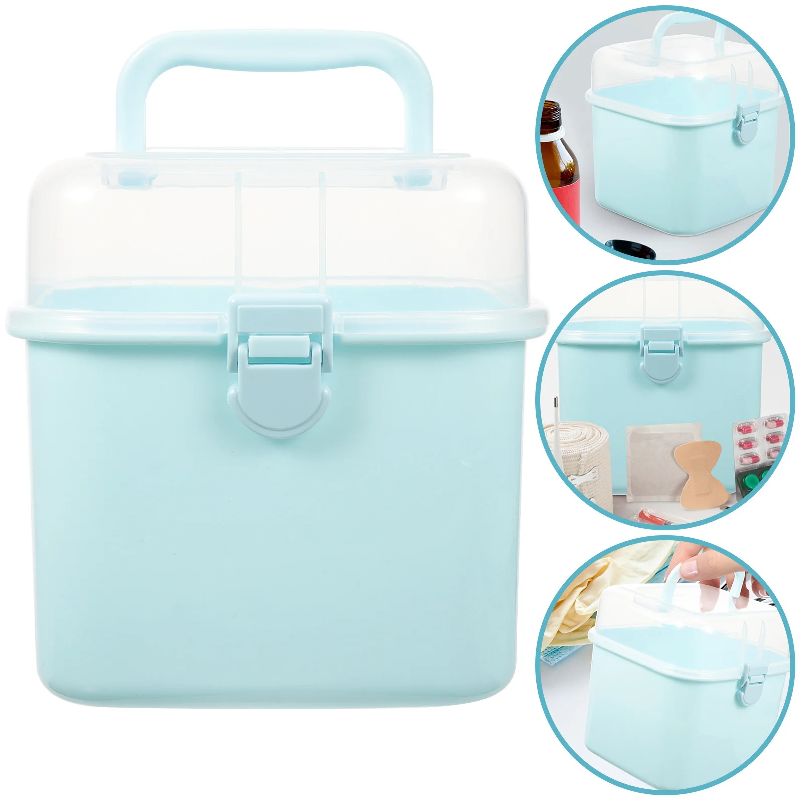 1pc Emergency Medicine Box Large Capacity Plastic Durable Lightweight Wall Mount Handle Carry Outdoor Travel Home Use