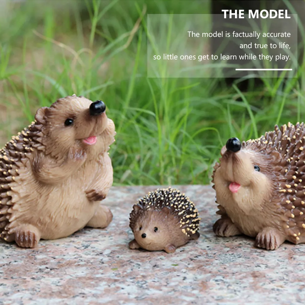 3-個のリアルなハリネズミシミュレーション動物フィギュア教育用家庭菜園バルコニー装飾品子供の環境意識