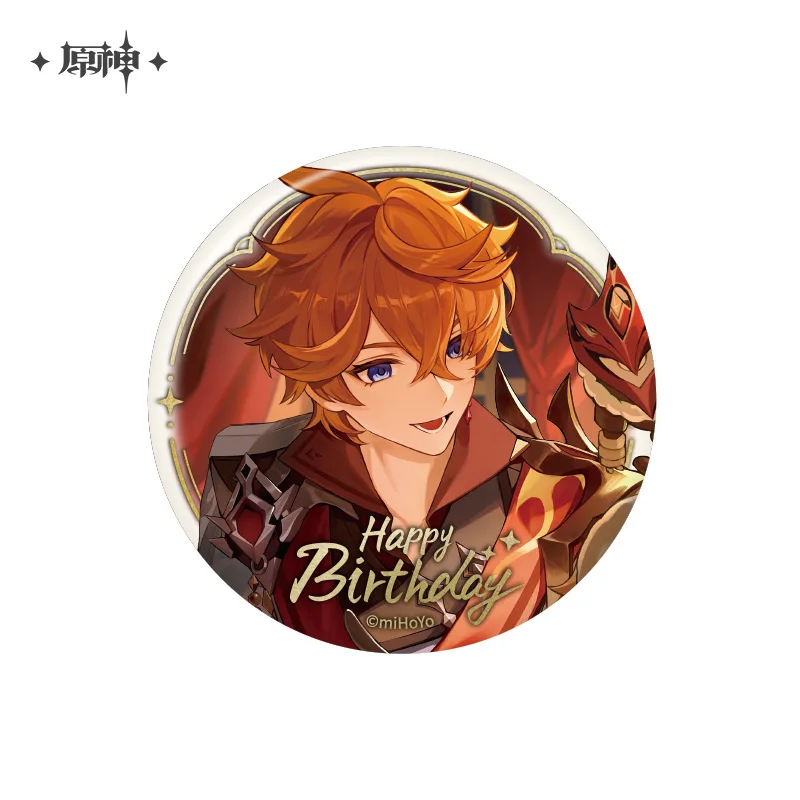 2024Anime Genshin Impact Happy Birthday Series Badge Baji Qiqi Noelle Xiao Diluc Jean 2021 2022 2023 Style Brooch Official Gift