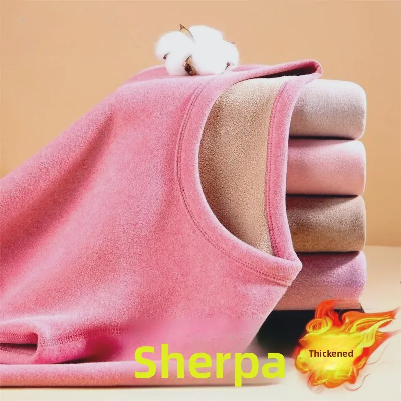 Unsichtbare Schritthose, Lammwoll-Thermoanzug, mit Fleece verdickte Herbst- und Winter-Primerunterwäsche, langärmelige Hose.