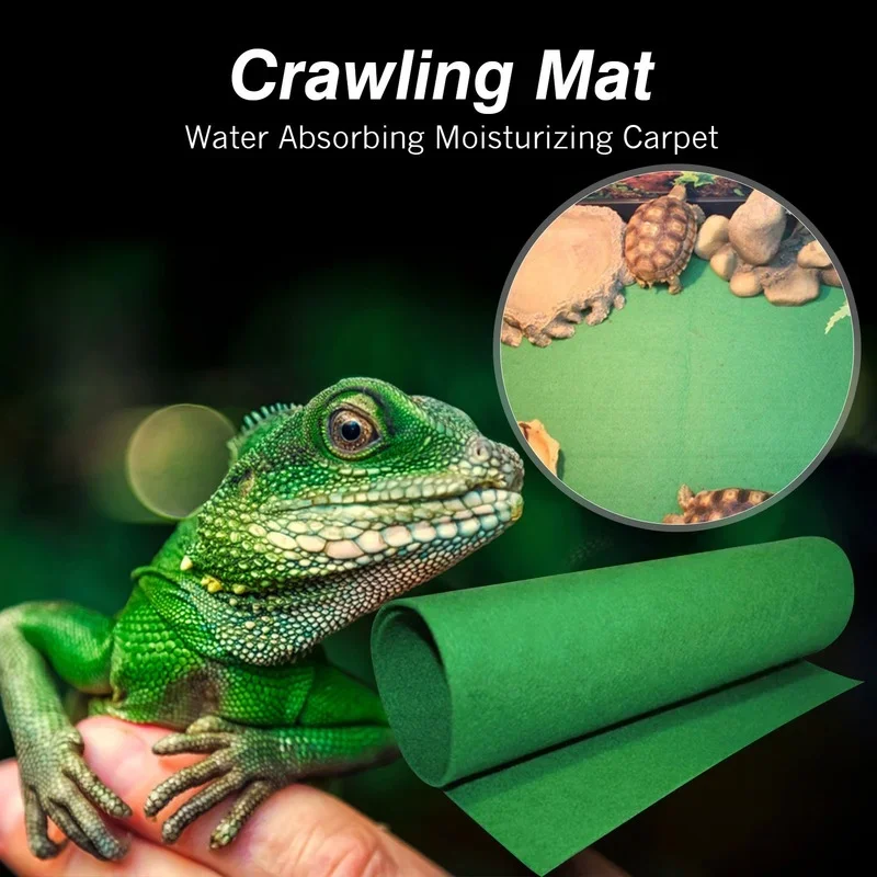 Reptile Carpet Pet Crawling Mat Water-absorbing Moisturizing Landscape Mat Terrarium Tank for Lizard Turtle Snake Chameleon