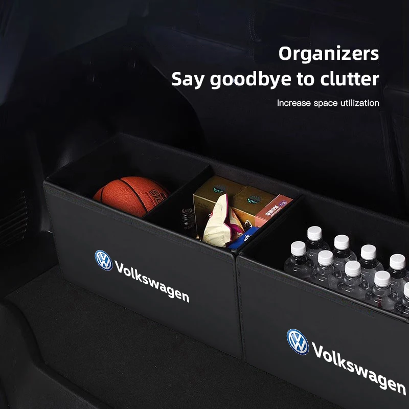 صندوق منظم صندوق السيارة حقيبة تخزين جلدية قابلة للطي لسيارة VW GTI أطلس جيتا طوارق البديل جولف بولو تاوس نيفوس باسات تيجوان Ar