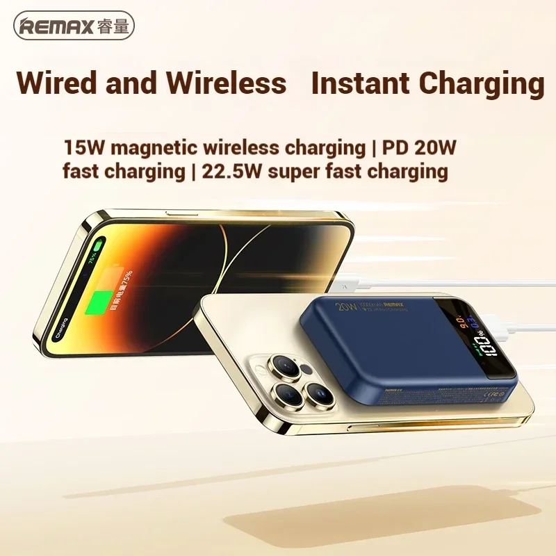 REMAX Magnetic Power Bank Fast Charging For iPhone 15 Pro MAX iPad Air Xiaomi Huawei Airpods Wireless PowerBank Portable Charger