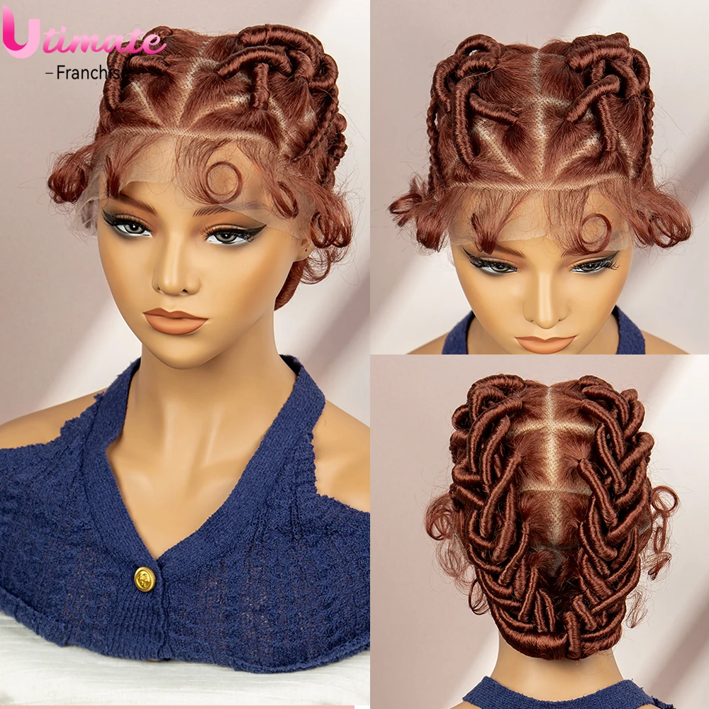 Short Briaded Wigs for Black Women 350 Criss Cross Braids Wigs with Baby Hair Transparent Full Lace Wigs