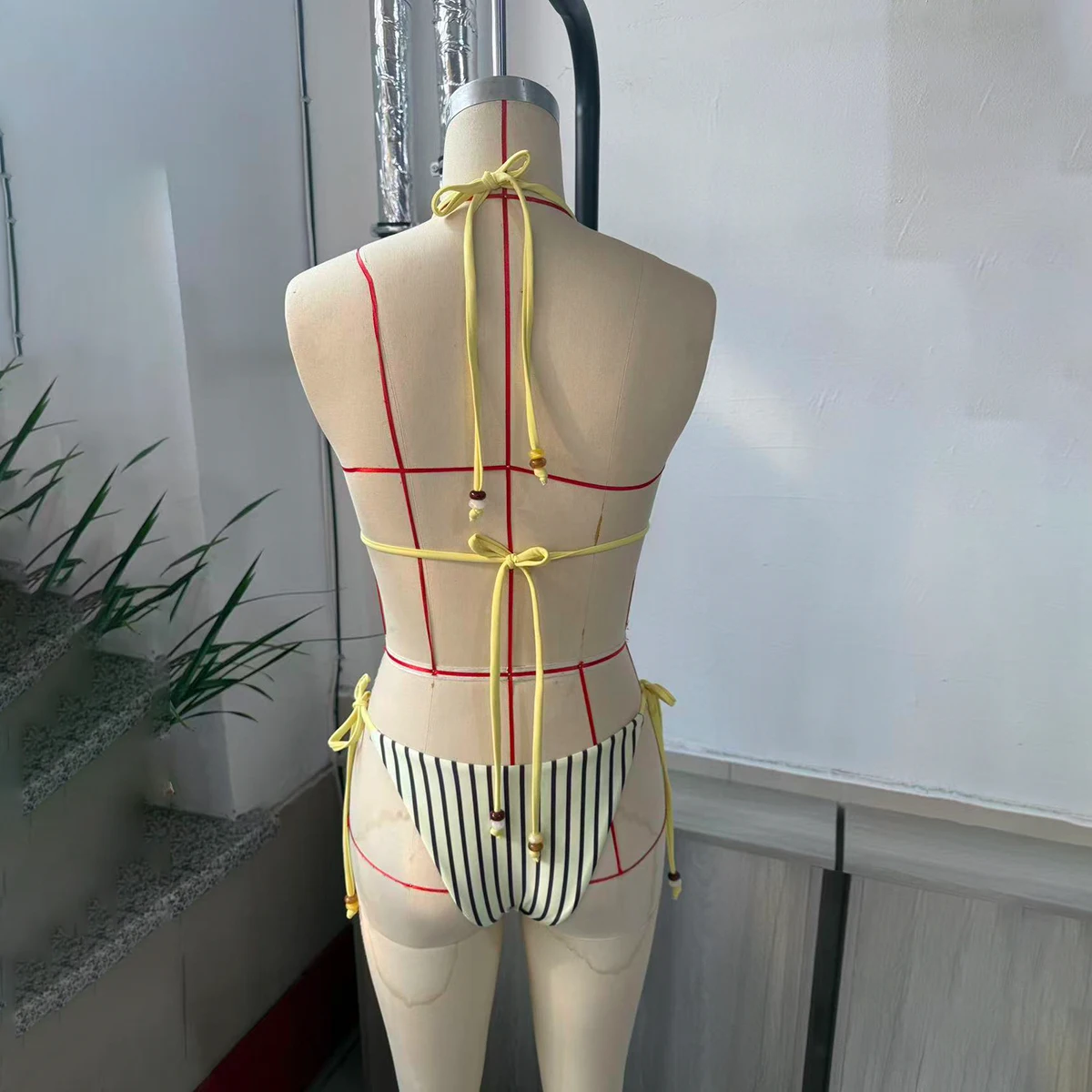 Biquíni Sexy para Mulheres 2026, Moda de Praia, Conjunto de Biquíni Micro Listrado, Roupa de Banho