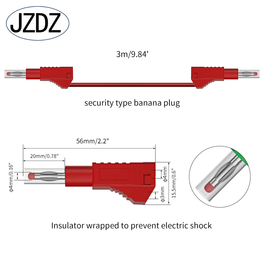 JZDZ 300CM 5 pezzi cavi di prova multimetro 4MM doppia spina a Banana cavo elettrico retrattile di sicurezza cavo Jumper fai da te j. 70022