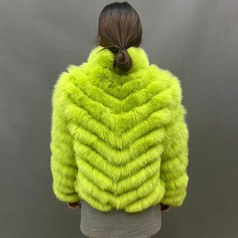 Two Front Lines Casaco De Pele Winter Thick Warm Real Fox Fur Coat for Women Reversible Jacket Bubble Natural Fur Jackets S5766